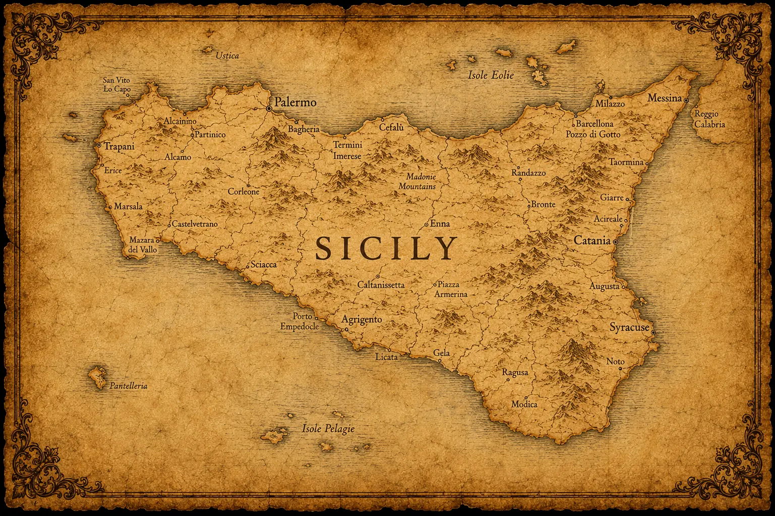 Mappa antica della Sicilia